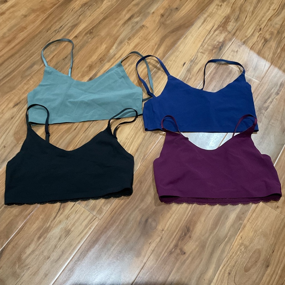 Victoria's Secret Set of 4 Bralette - Black, Olive Green, Plum Purple, Navy